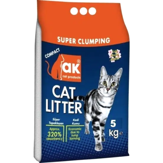 Akkum İnce Taneli Topaklaşan Kedi Kumu 5 Kg