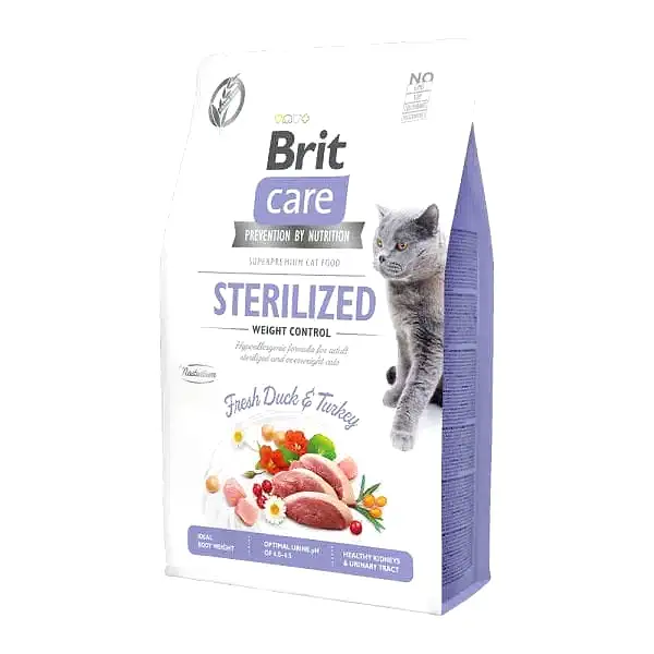 Brit Care Hipoalerjenik Kilo Kontrolü için Ördekli Tahılsız Kısırlaştırılmış Kedi Maması 2kg