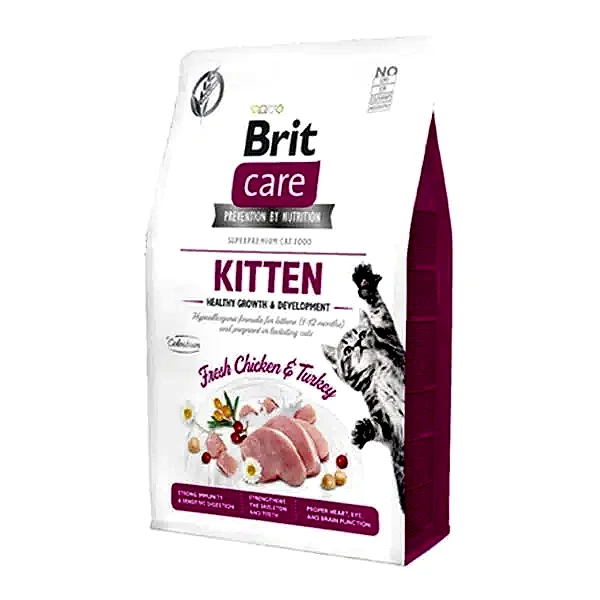 Brit Care Hipoalerjenik Sağlıklı Büyüme için Tavuklu ve Hindili Tahılsız Yavru Kedi Maması 2kg