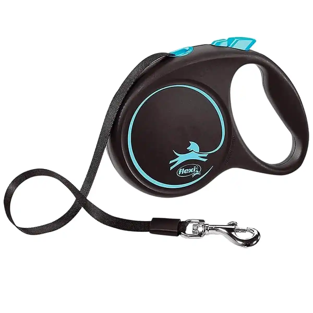Flexi Black Design Medium 5M Şerit Otomatik Köpek Gezdirme Tasması Mavi