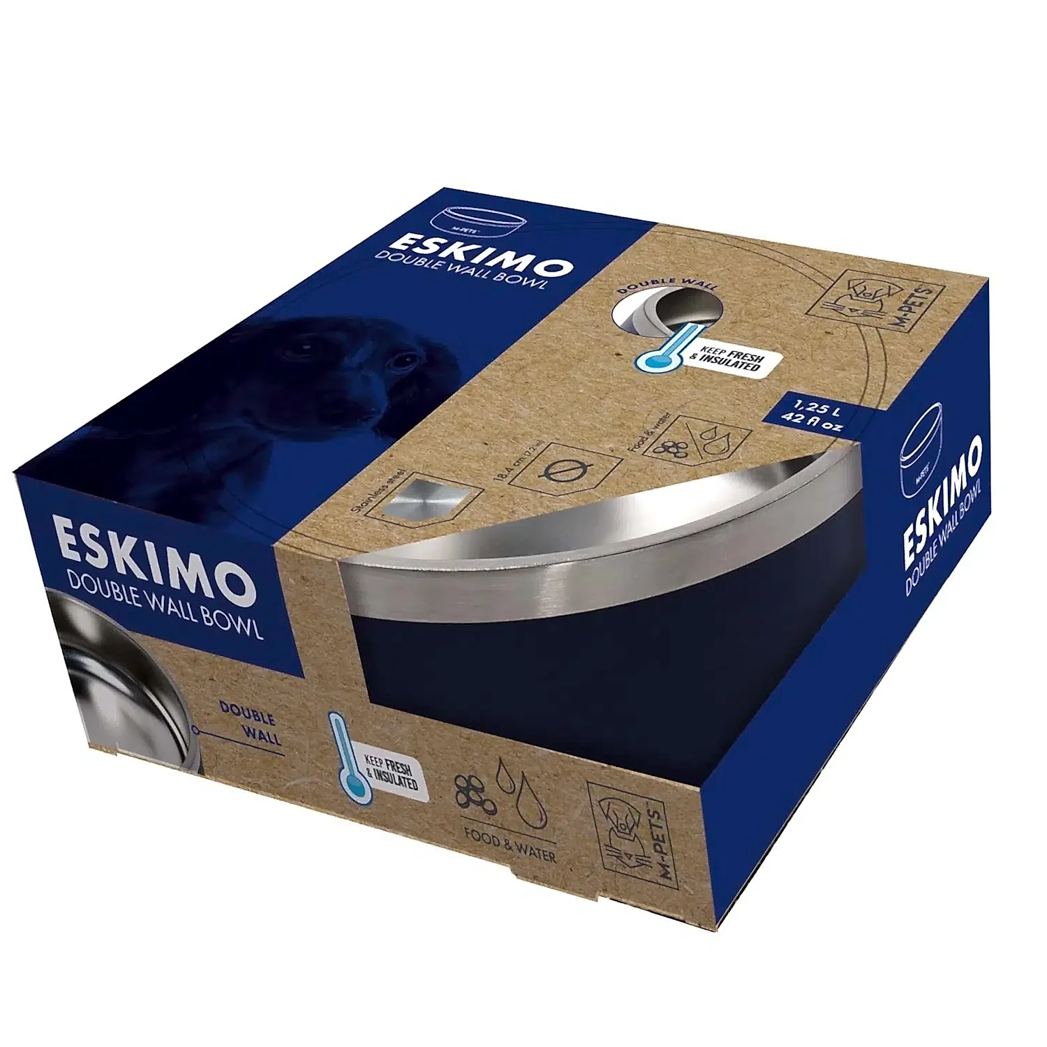 M-pets Eskimo Çelik Mama Su Kabı Mavi 10530799