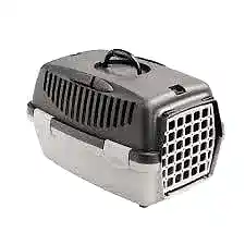 Gulliver 1 Kedi Köpek Plastik Taşıma Kabı Gri