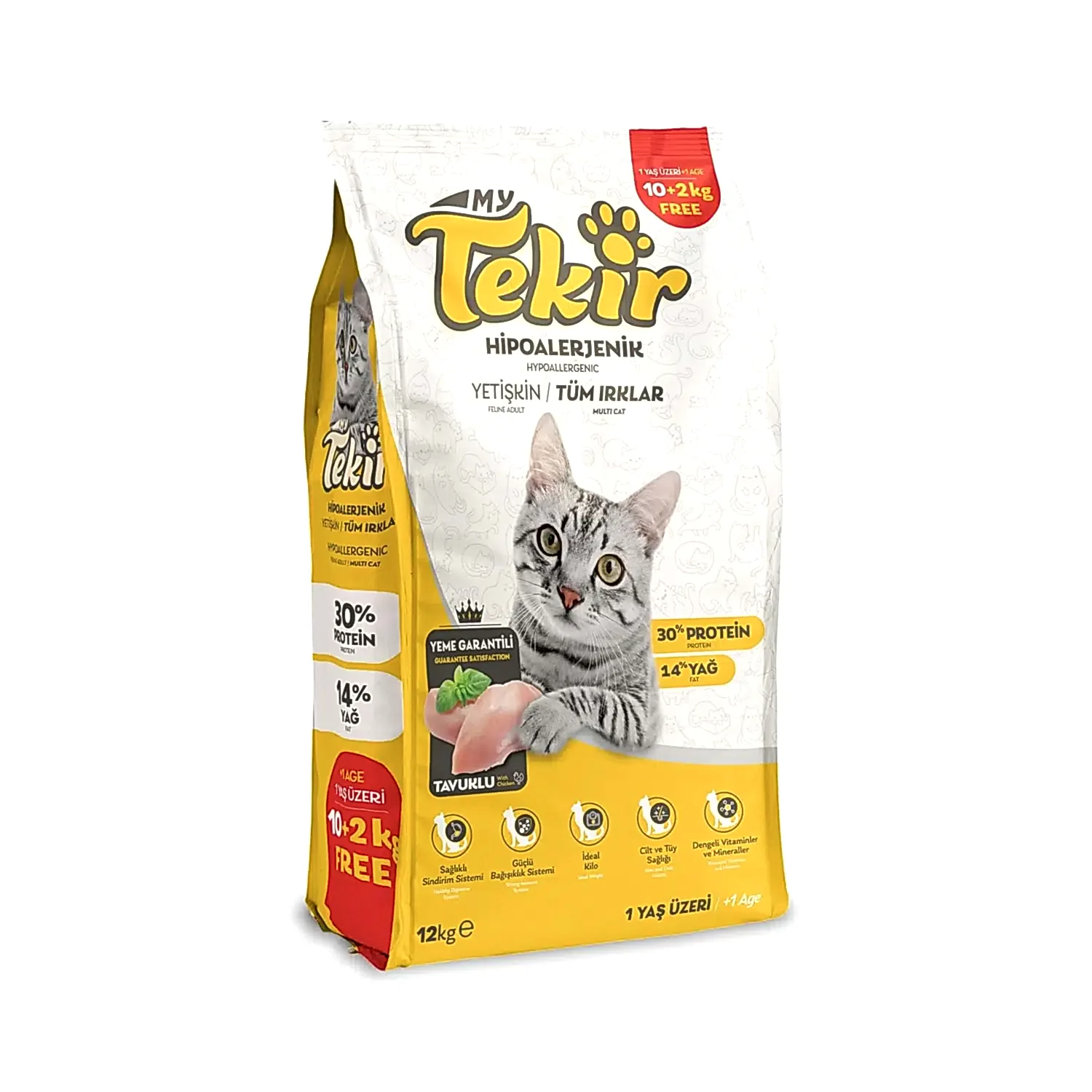 Tekir Hipoalerjenik Tavuklu Yetişkin Kedi Maması 12 Kg