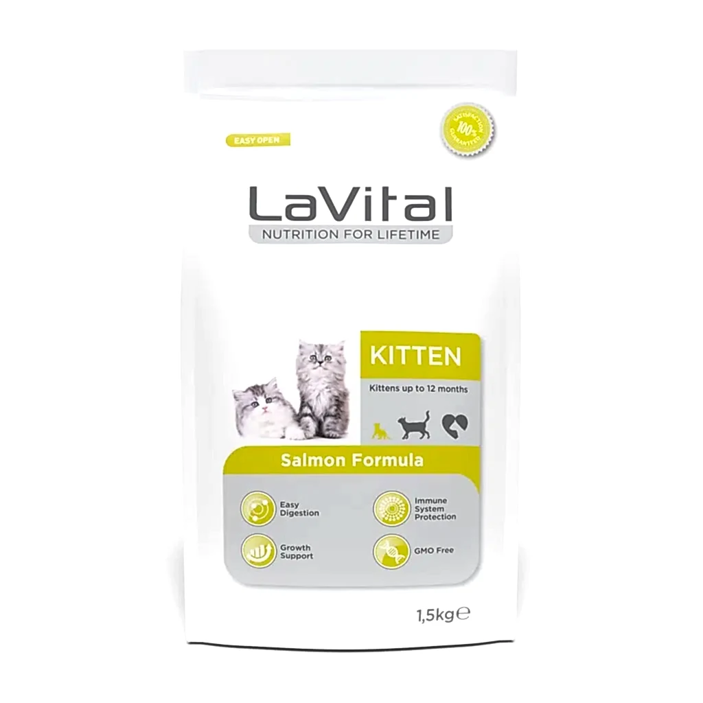 LaVital Bağışıklık Sistemi Güçlendirici Somonlu Yavru Kedi Maması 1,5kg