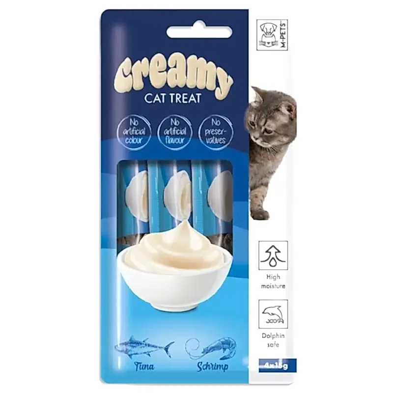 M-PETS Ton Balıklı ve Karidesli Sıvı Kedi Ödül Maması 4X15gr