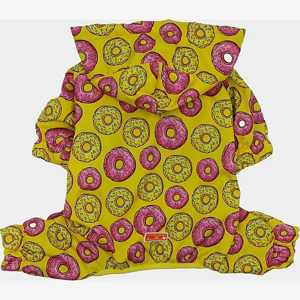 Pawstar Büyük Irk Köpek Yağmurluk Tulumu Kapşonlu Donut Desen 22513 - 4XL