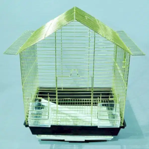 Pirinç Kuş Kafesi Üçgen Çatılı 1203AG 34.5X28X45.5