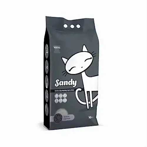 Sandy Aktif Karbonlu Tozsuz Topaklanan Sodyum Bentonit Gri Kedi Kumu 10kg
