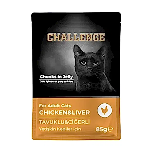 Challenge Tavuklu Ciğerli Yetişkin Kedi Yaş Mama 85 gr