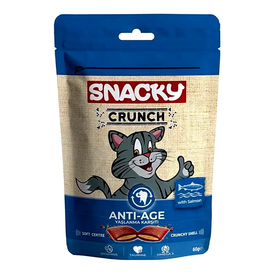 Snacky Crunch Anti Age Somonlu Kedi Ödül Maması 60gr